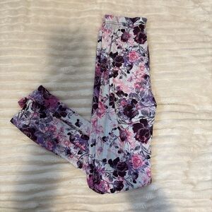 Girls Floral Print Lounge Pants - Purple & Pink